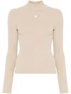Courrèges Courreges Re Edition Ribbed Funnel Neck Sweater In Neutral