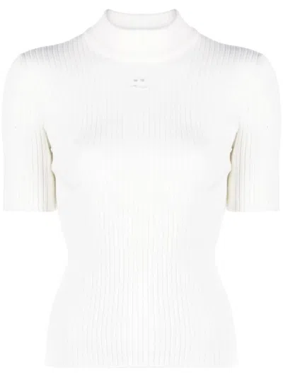 Courrèges Reedition Knit Ss Jumper Clothing In White