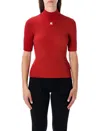 Courrèges Knit Viscose Blend Logo Top In Red