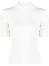 Courrèges Reedition Short Sleeves Ribbed Knitted Sweater Clothing In White