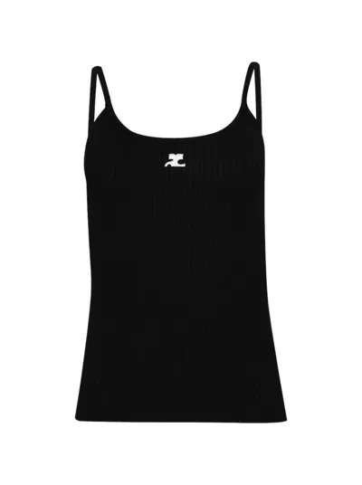Courrèges Reedition Knit Tank Top Black