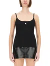 Courrèges Ribbed Tank Top In Black