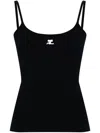 Courrèges Ribbed Spaghetti Strap Top With Elegant Logo Detail And Luxurious Fabric Blend In Animal Print
