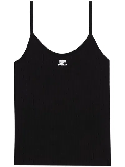 Courrèges "reedition" Knit Tank Top Clothing In Black