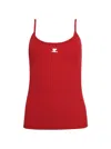 Courrèges Ribbed Texture Spaghetti Straps Top In Red