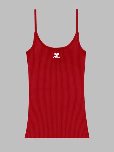 Courrèges Reedition Knit Tank Top In Red