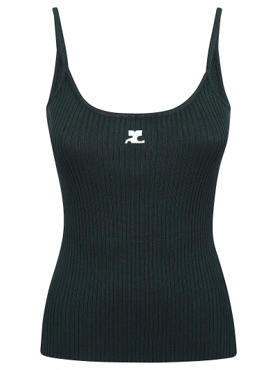 Courrèges Reedition Knit Tank Top In Black