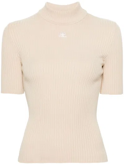 Courrèges Reedition Knit Woman Sand In Viscose In Brown