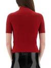 Courrèges Knit Viscose Blend Logo Top In Red