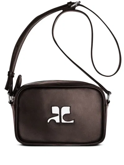 Courrèges Reedition Leather Camera Bag In Brown