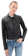 Courrèges Reedition Leather Jacket Black In Black