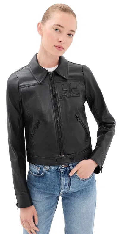 Courrèges Reedition Leather Jacket Black