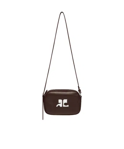 Courrèges Reedition Leather Shoulder Bag In Black