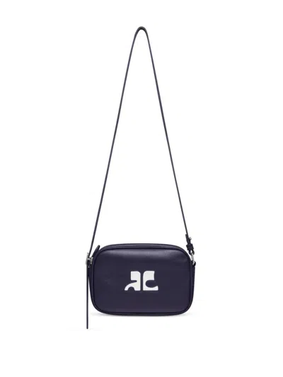 Courrèges Reedition Leather Camera Bag In Blue