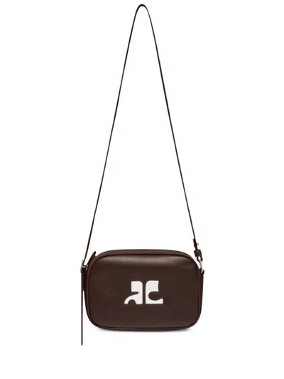 Courrèges Reedition Leather Camera Bag In Brown