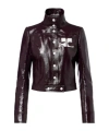 Courrèges Vinyl Blazer With Collared Neck And Long Sleeves In Brown