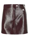 Courrèges Fitted Burgundy Mini Skirt With Shiny Finish In Burgundy