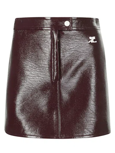 Courrèges Reedition Logo Patch Mini Skirt In Burgundy