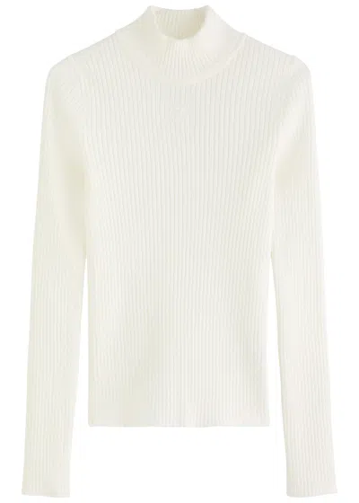 Courrèges Reedition Logo Ribbed-knit Jumper In White