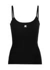 Courrèges Reedition Logo Ribbed-knit Tank In Black
