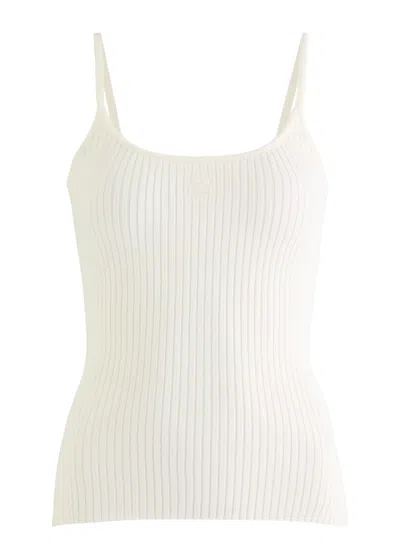 Courrèges Reedition Logo Ribbed-knit Tank In White