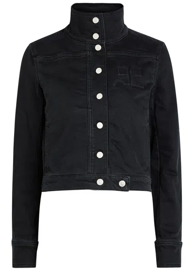 Courrèges Reedition Logo Stretch-denim Jacket In Black