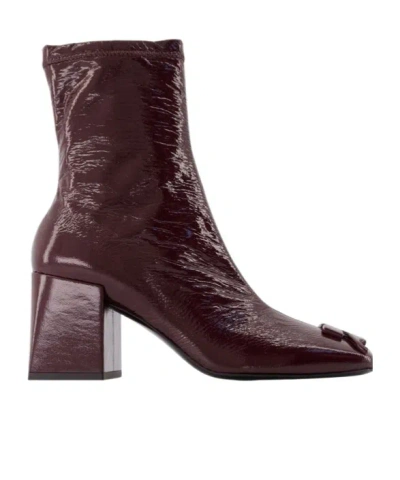 Courrèges Reedition Logo-plaque Ankle Boots In Red