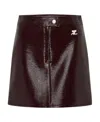 Courrèges Fitted Burgundy Mini Skirt With Shiny Finish In Red