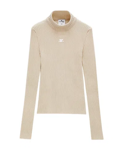 Courrèges Reedition Mock-neck Jumper In Neutrals