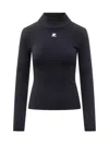 Courrèges Courreges Re Edition Logo Knitted Turtle Neck Sweater In Blue