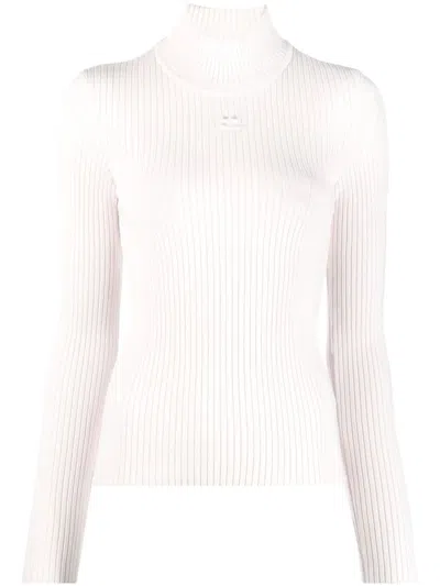 Courrèges Courregès Re-edition Rib Knit Mockneck Sweater In Gold