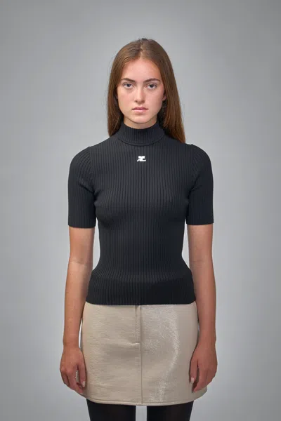 Courrèges Reedition Rib Knit Mockneck Top