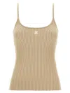 Courrèges Reedition Knit Tank Top In Beige