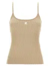 Courrèges Beige Rib Knit Tank Top In Beige
