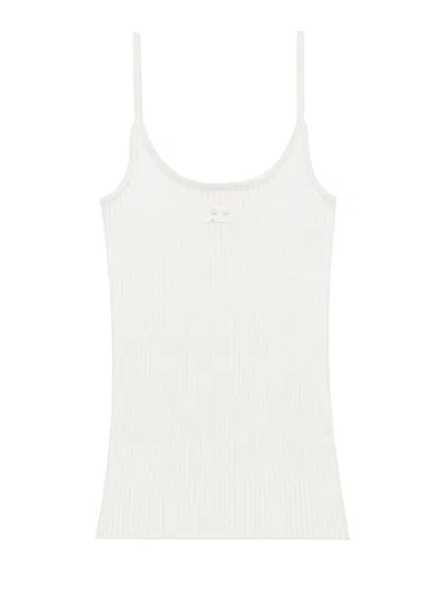 Courrèges Reedition Rib Knit Tank Top In White