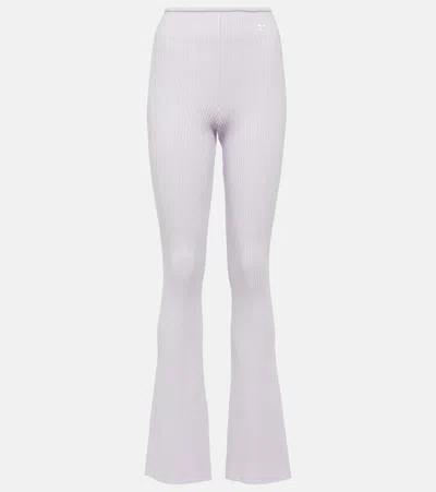 Courrèges Reedition Ribbed-knit Flared Pants In White
