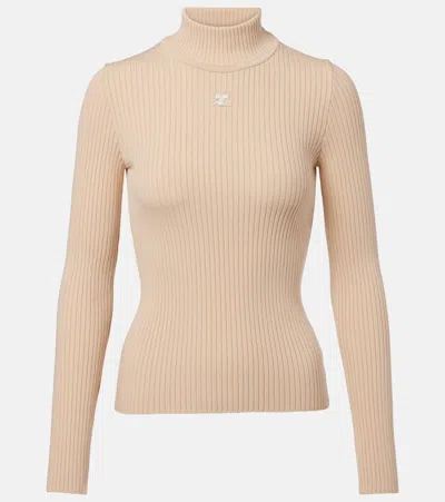 COURRÈGES COURRÈGES REEDITION RIBBED-KNIT MOCKNECK SWEATER