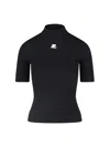 Courrèges Women Black Rib Knit Sweater, Xs Luxury Sweaters & Knitwear For Women Darveys In Black