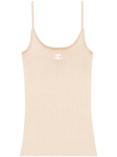 Courrèges Reedition Knit Tank Top In Brown