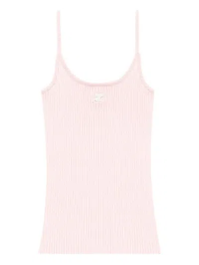 Courrèges Reedition Ribbed Tank Top In Pink