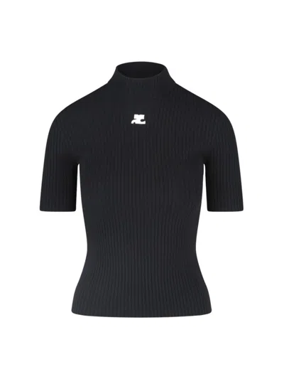 COURRÈGES REEDITION" RIBBED TOP - BLACK