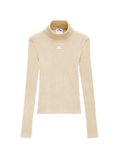 Courrèges Reedition Ribbed-knit Sweater In Blue