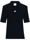 Courrèges Reedition Logo-patch Knitted Top In Blue