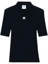 Courrèges Reedition Logo-patch Knitted Top In Blue