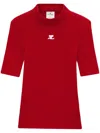 Courrèges Reedition Short Sleeves Ribbed Knitted Sweater Clothing In Red