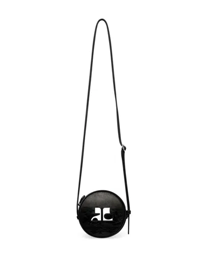 Courrèges Logo-patch Circle Leather Bag In Black