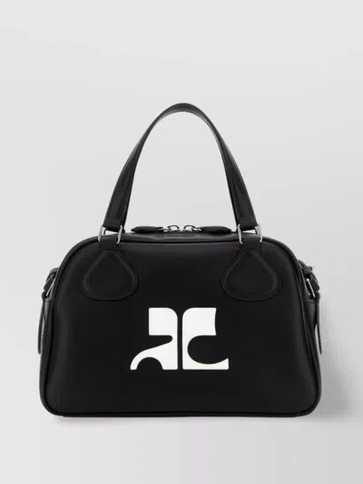 COURRÈGES REEDITION STRUCTURED LEATHER HANDBAG WITH TOP HANDLES