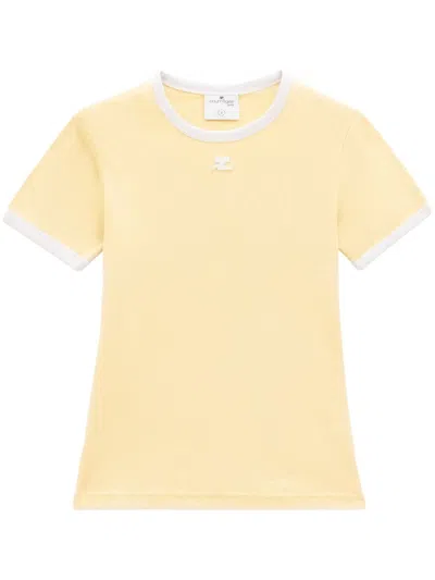 Courrèges Reedition Cotton T-shirt In 黄色