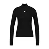 Courrèges Black Reedition Rib Knit Mock Neck Sweater In Black