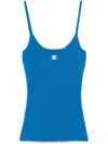 Courrèges Ribbed-knit Logo Tank Top In Blue